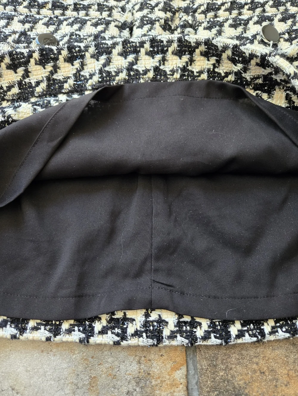 Veronica Beard Adriel Houndstooth Tweed Mini Skirt Black White Office Cotton 12 - Picture 8 of 13